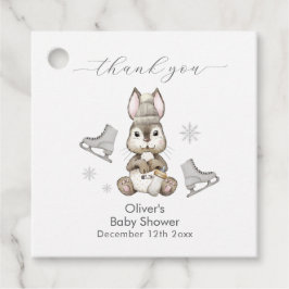 Rustic Winter Bunny Ice Skate Baby Shower フェイバータグ