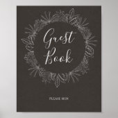 Rustic Winter | Charcoal Guest Book Sign ポスター (正面)