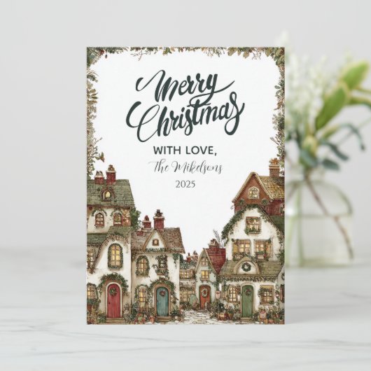 Rustic Winter Cottage Christmas シーズンカード (スタンド正面)