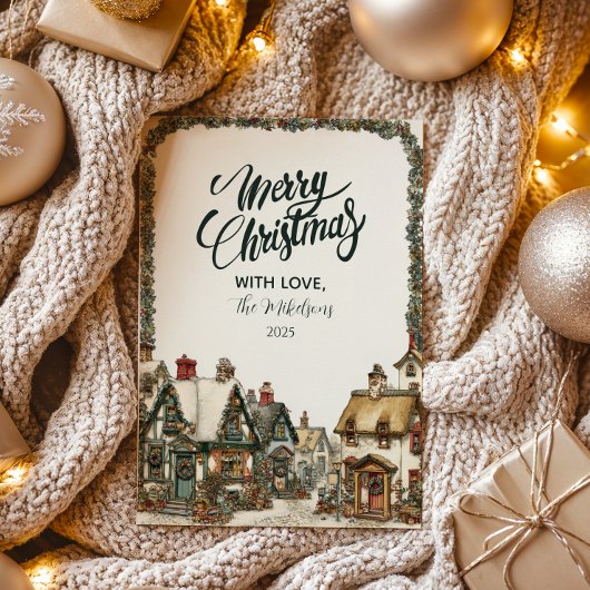 Rustic Winter Cottage Christmas シーズンカード