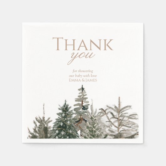 Rustic Winter Forest Christmas Napkins スタンダードカクテルナプキン (正面)