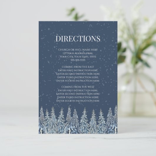 Rustic Winter Forest Wedding Direction Insert エンクロージャーカード (スタンド正面)