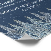 Rustic Winter Forest Wedding Favors Sign ポスター (角)