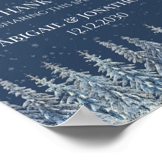 Rustic Winter Forest Wedding Favors Sign ポスター (角)