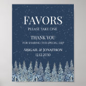 Rustic Winter Forest Wedding Favors Sign ポスター (正面)
