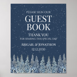 Rustic Winter Forest Wedding Guest Book Sign ポスター