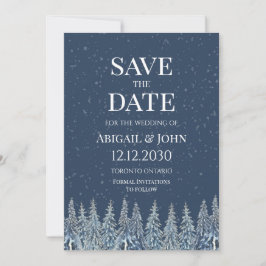 Rustic Winter Forest Wedding Save the Date Card セーブザデート