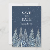 Rustic Winter Forest Wedding Save the Date Card セーブザデート (裏面)