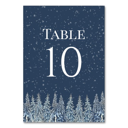 Rustic Winter Forest Wedding Table Number Cards テーブルナンバー (正面)