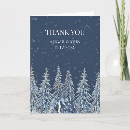 Rustic Winter Forest Wedding Thank You Card サンキューカード (正面)