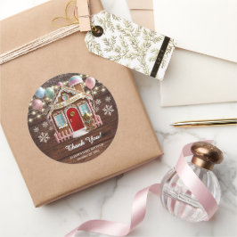 Rustic Winter Gingerbread House Baby Shower ラウンドシール