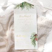 Rustic Winter Greenery Berries Pine Cone Wedding オールインワン招待状