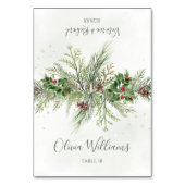 Rustic Winter Greenery Wedding Place Card テーブルナンバー (正面)