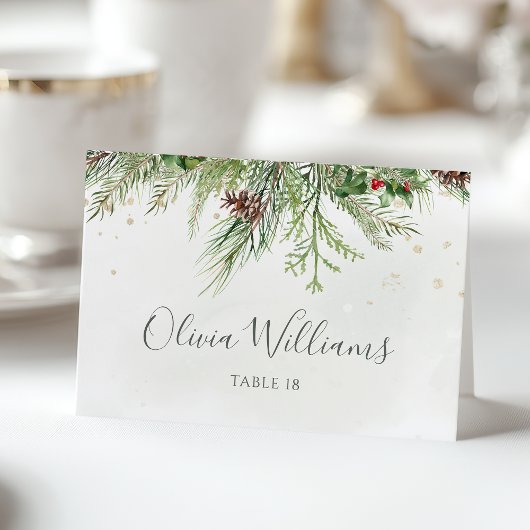 Rustic Winter Greenery Wedding Place Card テーブルナンバー