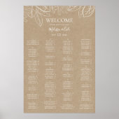 Rustic Winter Kraft Alphabetical Seating Chart ポスター (正面)