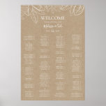 Rustic Winter Kraft Alphabetical Seating Chart ポスター<br><div class="desc">This rustic winter | kraft alphabetical seating chart is perfect for your modern boho December wedding. Designed with simple holiday floral and pinecones on a brown kraft background. It's sure to complete your elegant minimalist Christmas wedding. Feel free to keep it as is or choose to personalize it with your...</div>