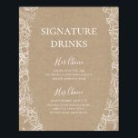 Rustic Winter | Kraft Signature Drinks Sign ポスター<br><div class="desc">This rustic winter | kraft signature drinks sign is perfect for your modern boho December wedding. Designed with simple holiday floral and winter berries on a brown kraft background. It's sure to complete your elegant minimalist Christmas wedding. Feel free to keep it as is or choose to personalize it with...</div>