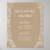 Rustic Winter | Kraft Signature Drinks Sign ポスター (正面)