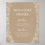 Rustic Winter | Kraft Signature Drinks Sign ポスター<br><div class="desc">This rustic winter | kraft signature drinks sign is perfect for your modern boho December wedding. Designed with simple holiday floral and winter berries on a brown kraft background. It's sure to complete your elegant minimalist Christmas wedding. Feel free to keep it as is or choose to personalize it with...</div>