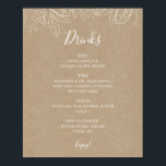 Rustic Winter | Kraft Wedding Drinks Menu Sign ポスター<br><div class="desc">This rustic winter | kraft wedding drinks menu sign is perfect for your modern boho December wedding. Designed with simple holiday floral and pinecones on a brown kraft background. It's sure to complete your elegant minimalist Christmas wedding. Feel free to keep it as is or choose to personalize it with...</div>