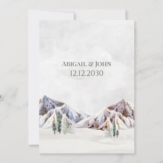 Rustic Winter Mountain Forest Wedding Invitations 招待状 (裏面)