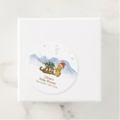 Rustic Winter Mountain Sleigh Bear Baby Shower  フェイバータグ (インサイチュ)