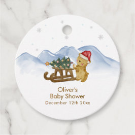 Rustic Winter Mountain Sleigh Bear Baby Shower  フェイバータグ