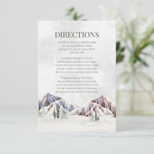 Rustic Winter Mountain Wedding Direction Insert エンクロージャーカード (スタンド正面)