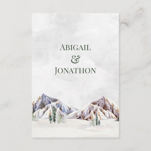 Rustic Winter Mountain Wedding Direction Insert エンクロージャーカード (裏面)