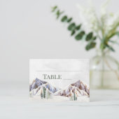 Rustic Winter Mountain Wedding Place Setting Cards プレイスカード (スタンド正面)