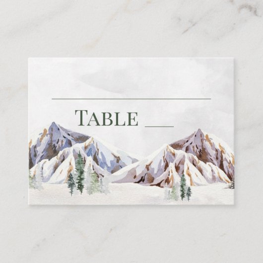 Rustic Winter Mountain Wedding Place Setting Cards プレイスカード (正面)