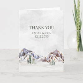 Rustic Winter Mountain Wedding Thank You Card サンキューカード