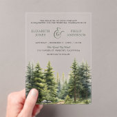 Rustic Winter Pine Trees Forest Wedding アクリル招待状 (インサイチュ (ポータブル))
