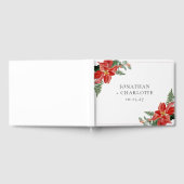 Rustic Winter Poinsettia Red Christmas Wedding ゲストブック (全面)