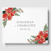 Rustic Winter Poinsettia Red Christmas Wedding ゲストブック (正面)