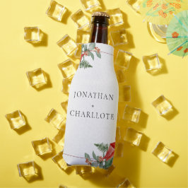 Rustic Winter Poinsettia Red Christmas Wedding ボトルクーラー