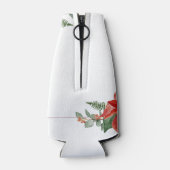Rustic Winter Poinsettia Red Christmas Wedding ボトルクーラー (裏面)