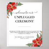 Rustic Winter Poinsettia Red Christmas Wedding ポスター (正面)