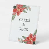 Rustic Winter Poinsettia Red Christmas Wedding 台座サイン (正面)
