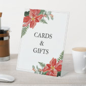 Rustic Winter Poinsettia Red Christmas Wedding 台座サイン (インサイチュ)