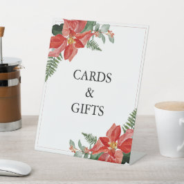 Rustic Winter Poinsettia Red Christmas Wedding 台座サイン