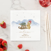 Rustic Winter Sleigh Bear Baby Shower Welcome スタンダードランチョンナプキン (インサイチュ)