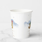Rustic Winter Sleigh Bear Baby Shower Welcome 紙コップ (右)