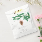 Rustic Winter Snowflake Pine cone Baby Shower フェイバーバッグ (封をした状態)