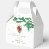 Rustic Winter Snowflake Pine cone Baby Shower フェイバーボックス (裏面)
