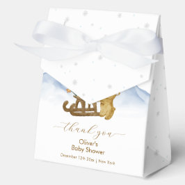 Rustic Winter Snowflake Sleigh Bear Baby Shower  フェイバーボックス