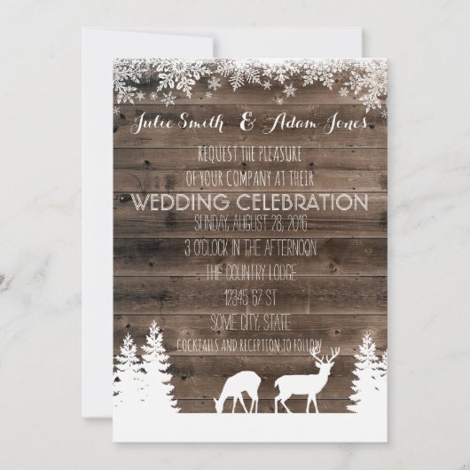 Rustic Winter Wedding Invitation - Deer 招待状 (正面)