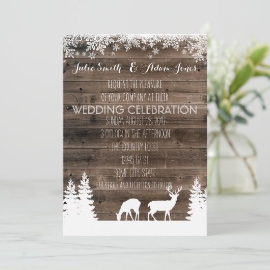 Rustic Winter Wedding Invitation - Deer 招待状 (スタンド正面)