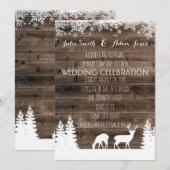 Rustic Winter Wedding Invitation - Deer 招待状 (正面/裏面)