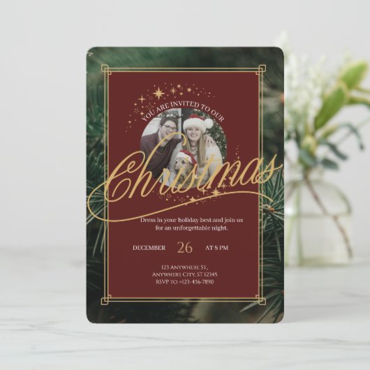 Rustic Winter Wonderland Christmas Personal 招待状 (スタンド正面)